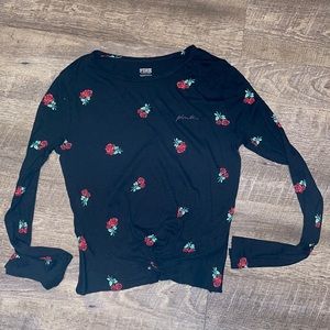 Pink crop top long sleeve